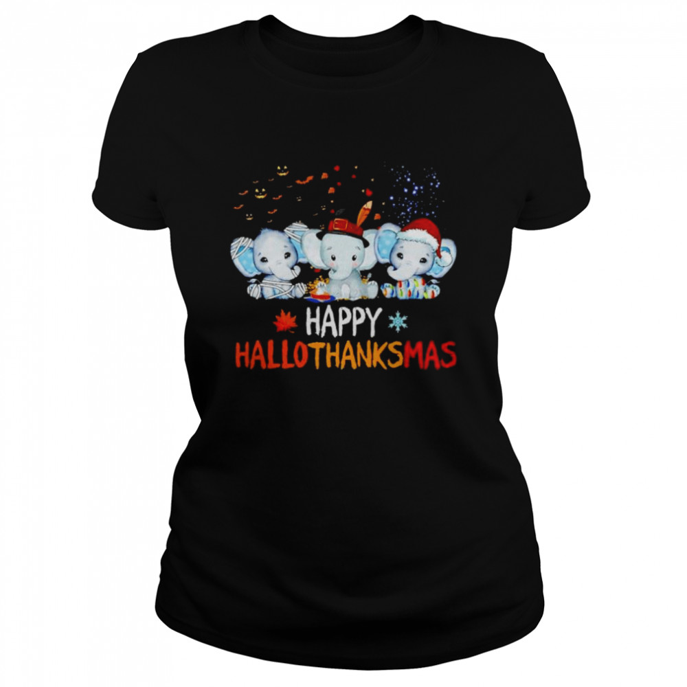 Premium elephant happy Hallothanksmas Halloween Thanksgiving Xmas shirt Classic Women's T-shirt
