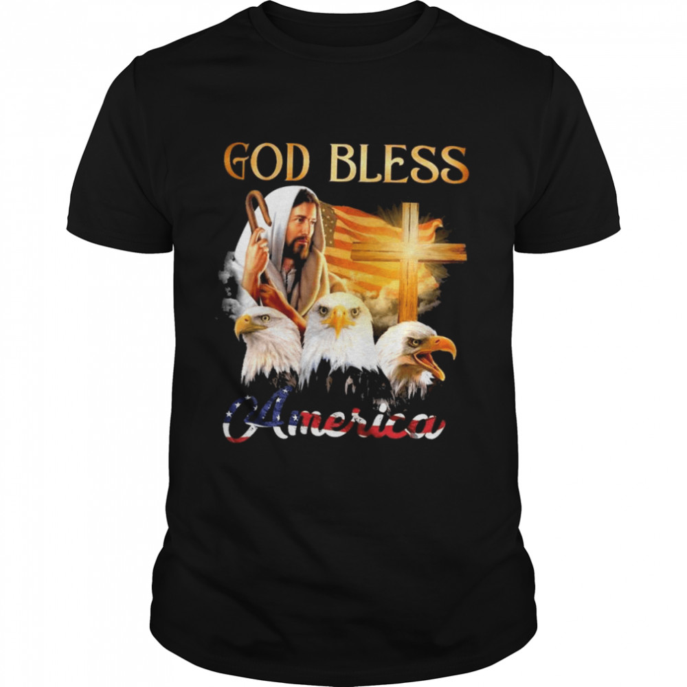 Jesus and Eagles God Bless America flag shirt Classic Men's T-shirt