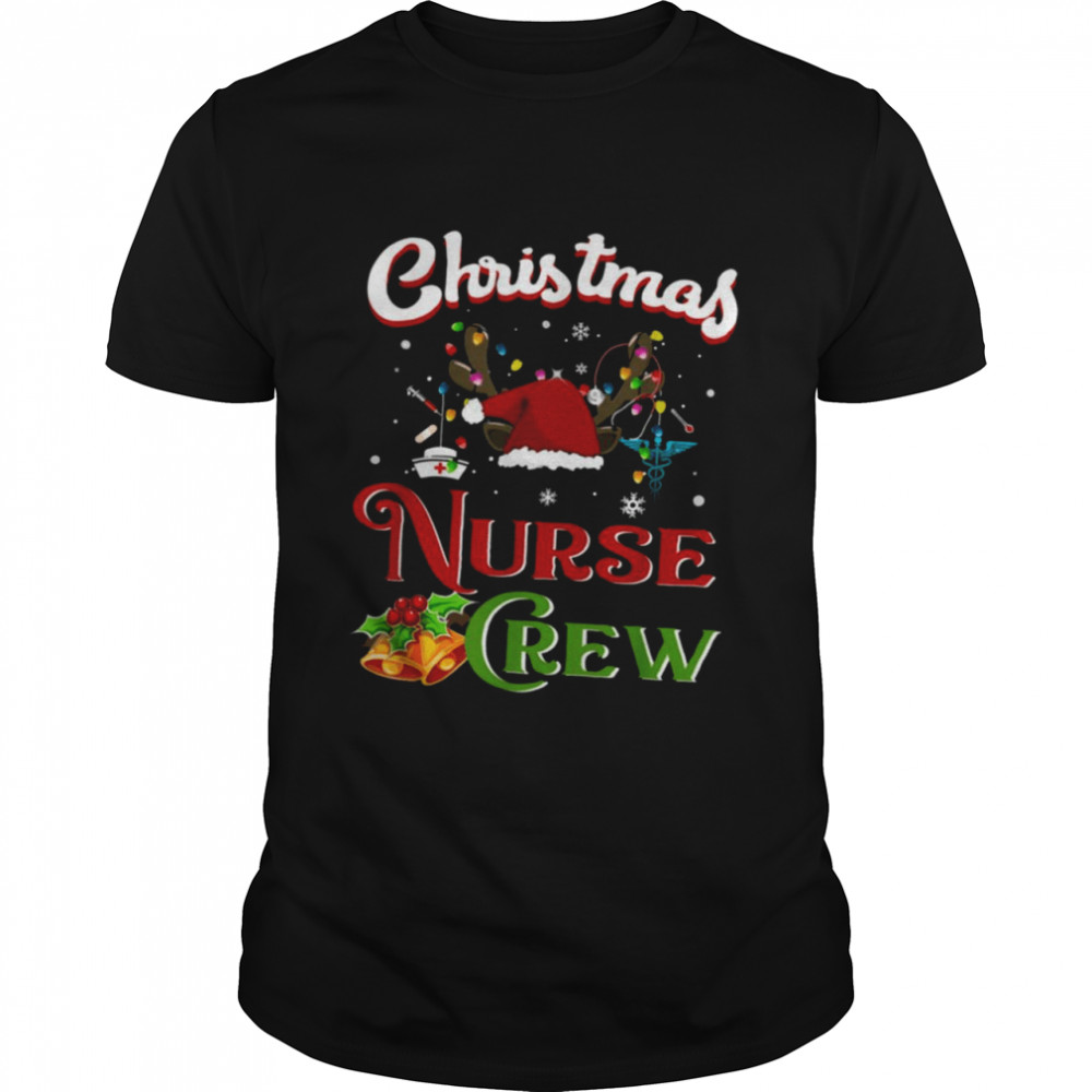 Christmas Nurse Crew Funny Reindeer Santa Hat Nurse Nursing T Shirt