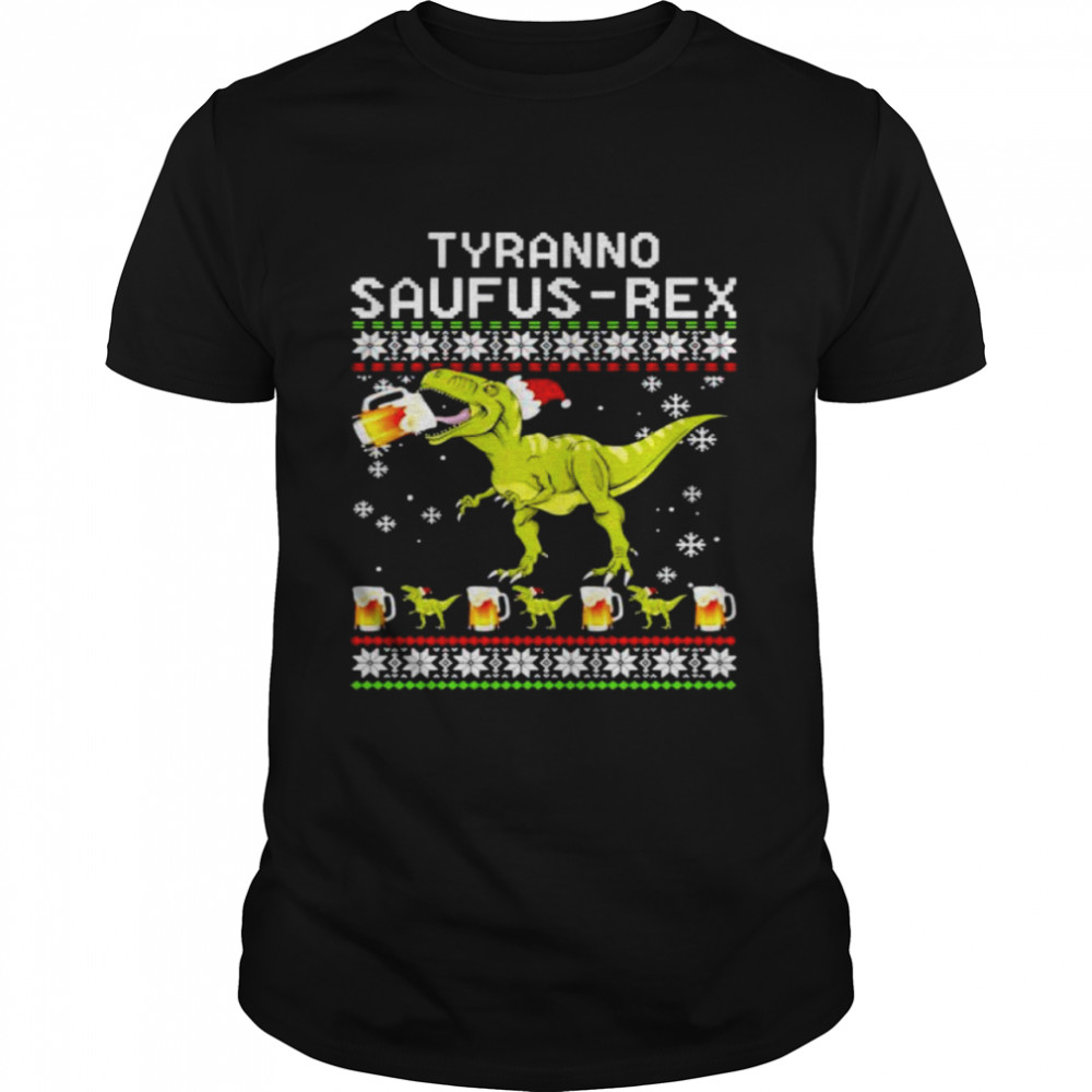 dinosaur beer tyranno saufus-res christmas shirt