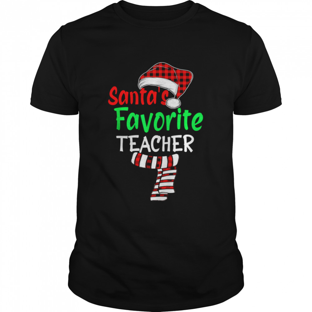 Santas’ss Favorites Teachers Christmass Santas Reds Plaids Shirts