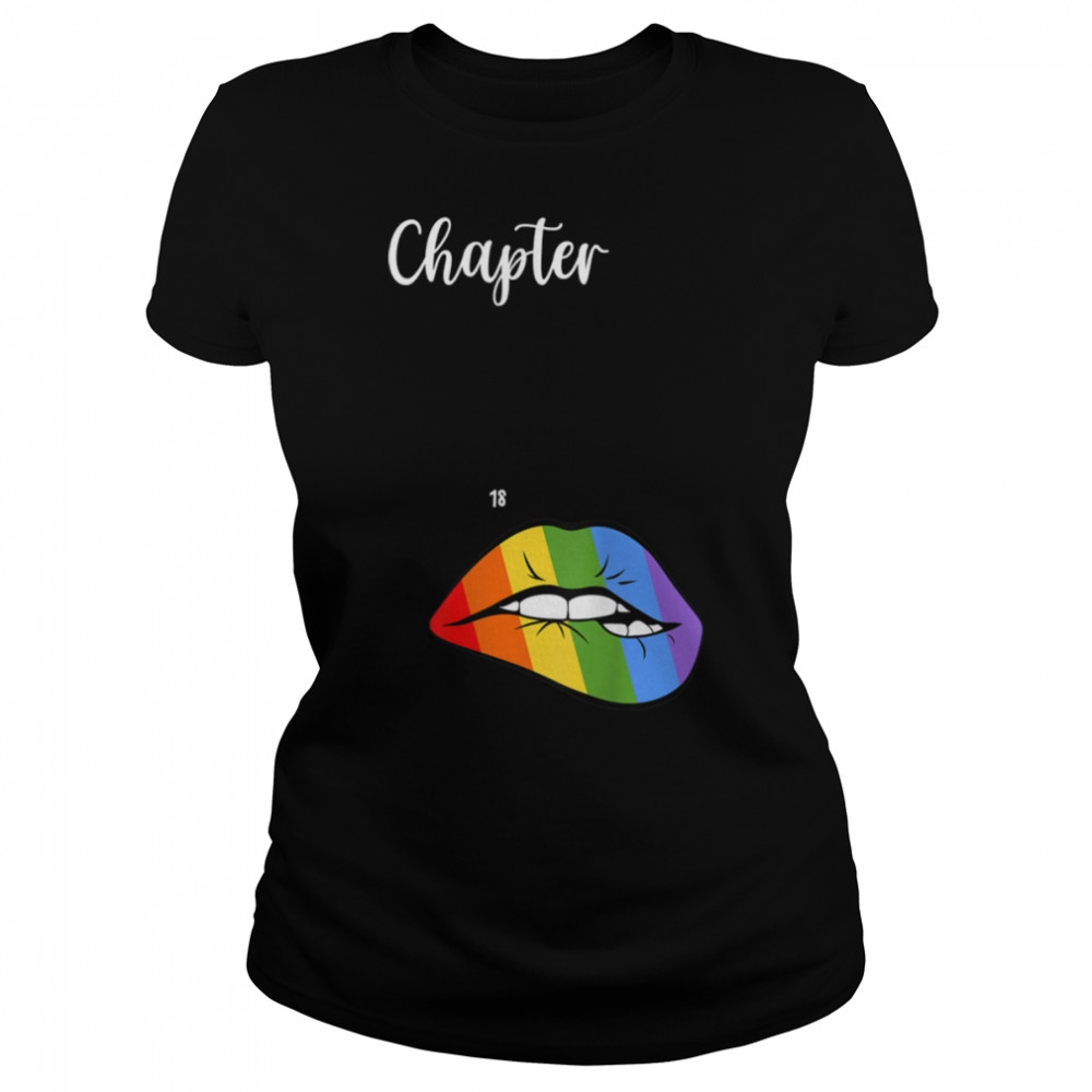 LGBT sexy lips rainbow chapter 18 Birthday celebration T- B09JZWBFTJ Classic Women's T-shirt