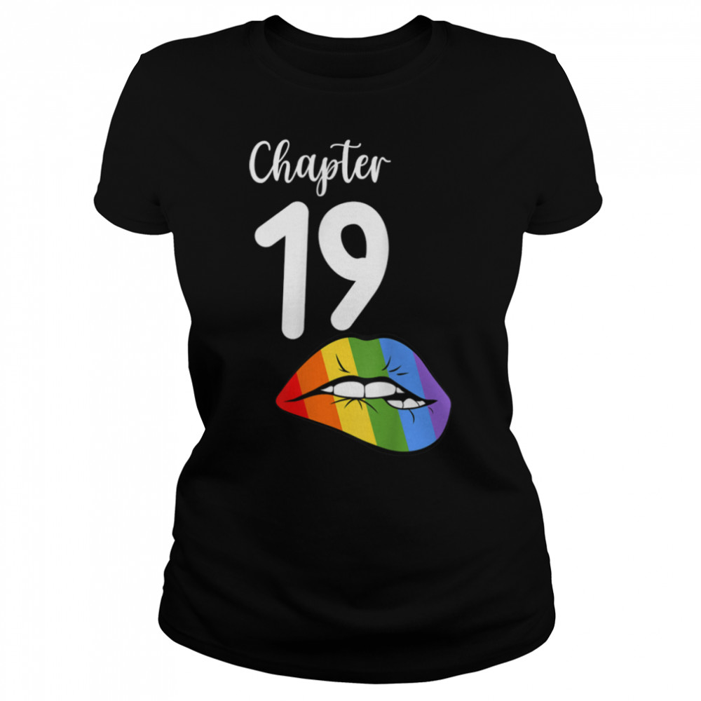 LGBT sexy lips rainbow chapter 19 Birthday celebration T- B09JZTXS8H Classic Women's T-shirt