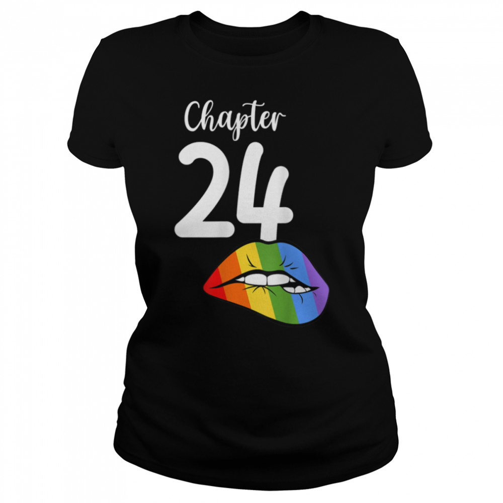 LGBT sexy lips rainbow chapter 24 Birthday celebration T- B09JZW55BQ Classic Women's T-shirt