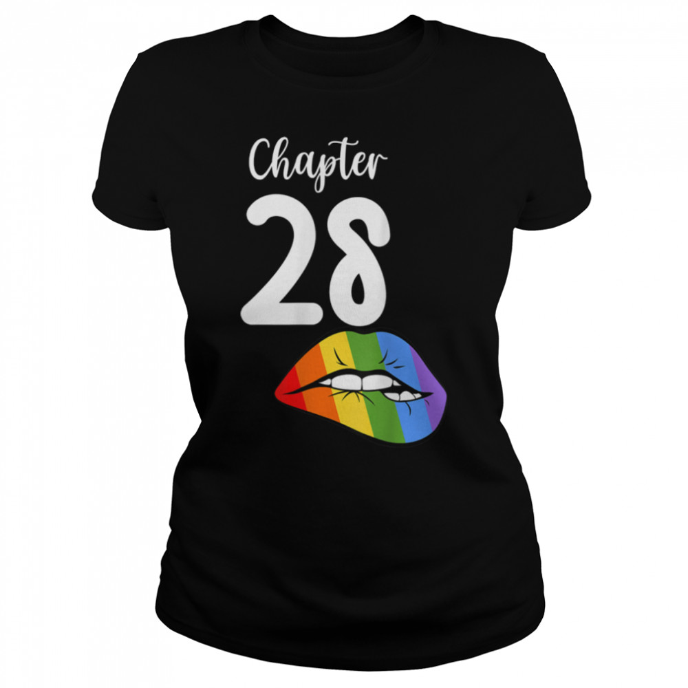 LGBT sexy lips rainbow chapter 28 Birthday celebration T- B09JZWGLWQ Classic Women's T-shirt