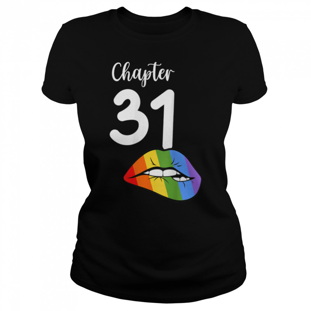 LGBT sexy lips rainbow chapter 31 Birthday celebration T- B09JZXKX5D Classic Women's T-shirt