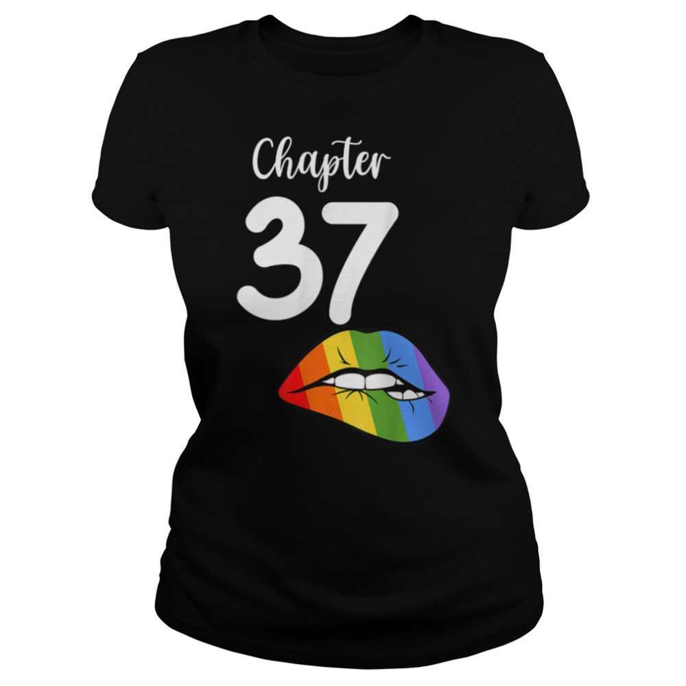 LGBT sexy lips rainbow chapter 37 Birthday celebration T- B09JZWJCVF Classic Women's T-shirt