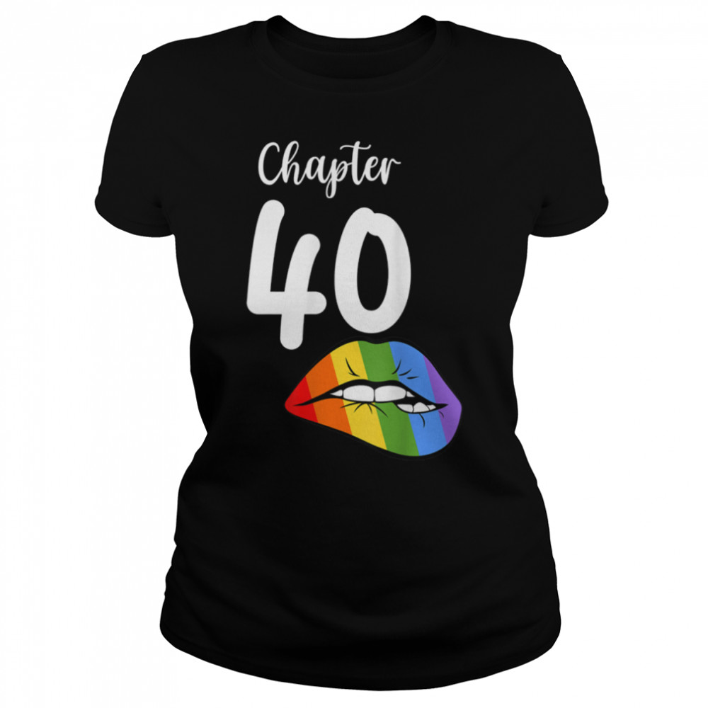 LGBT sexy lips rainbow chapter 40 Birthday celebration T- B09JZXWQKT Classic Women's T-shirt