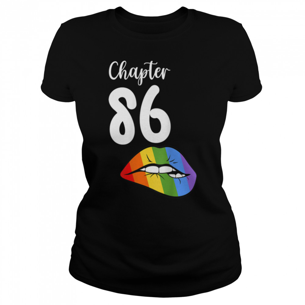 LGBT sexy lips rainbow chapter 86 Birthday celebration T- B09K1KHBJ8 Classic Women's T-shirt