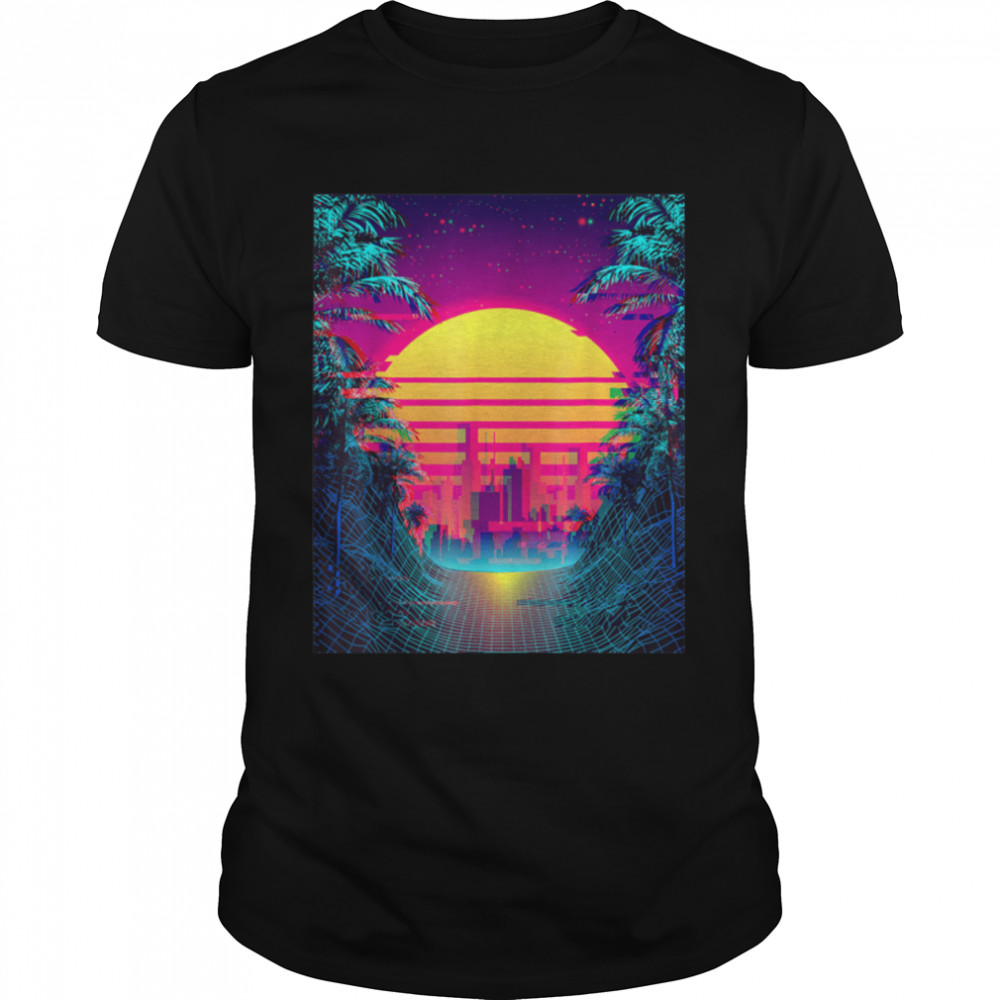 Retro Outrun Synthwave Aesthetic 80's Vaporwave T- B09JX2QZ5Y Classic Men's T-shirt