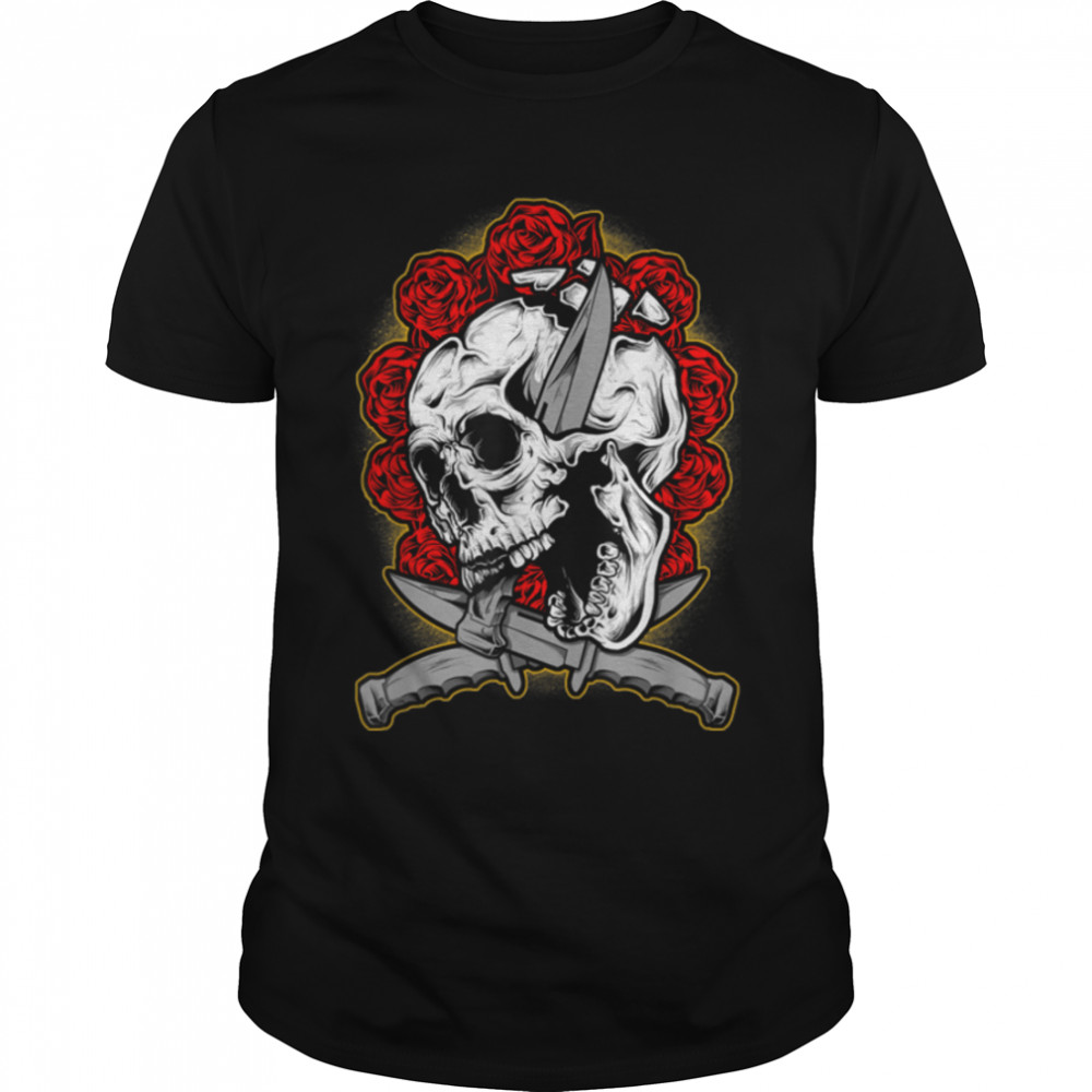 Skull Roses – Vintage Horror – Retro Love T-Shirt B09JZRRH1Q
