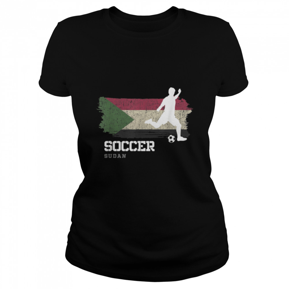 Soccer Sudan Flag Football Team Soccer Player T- B09K1YHQN9 Classic Women's T-shirt