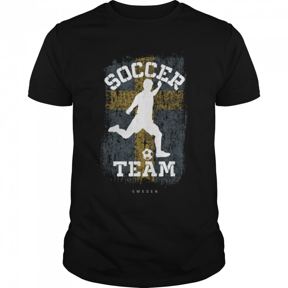 Soccer Sweden Flag Football Team Soccer Player T- B09JPDJXF5 Classic Men's T-shirt