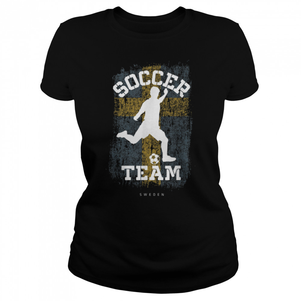 Soccer Sweden Flag Football Team Soccer Player T- B09JPDJXF5 Classic Women's T-shirt