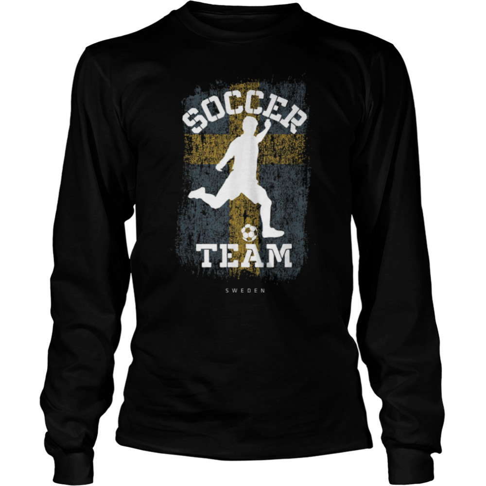 Soccer Sweden Flag Football Team Soccer Player T- B09JPDJXF5 Long Sleeved T-shirt