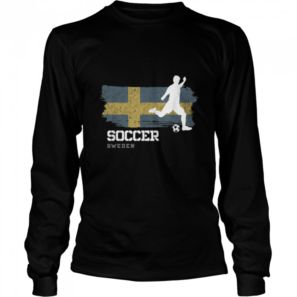 Soccer Sweden Flag Football Team Soccer Player T- B09JZZ5WYV Long Sleeved T-shirt