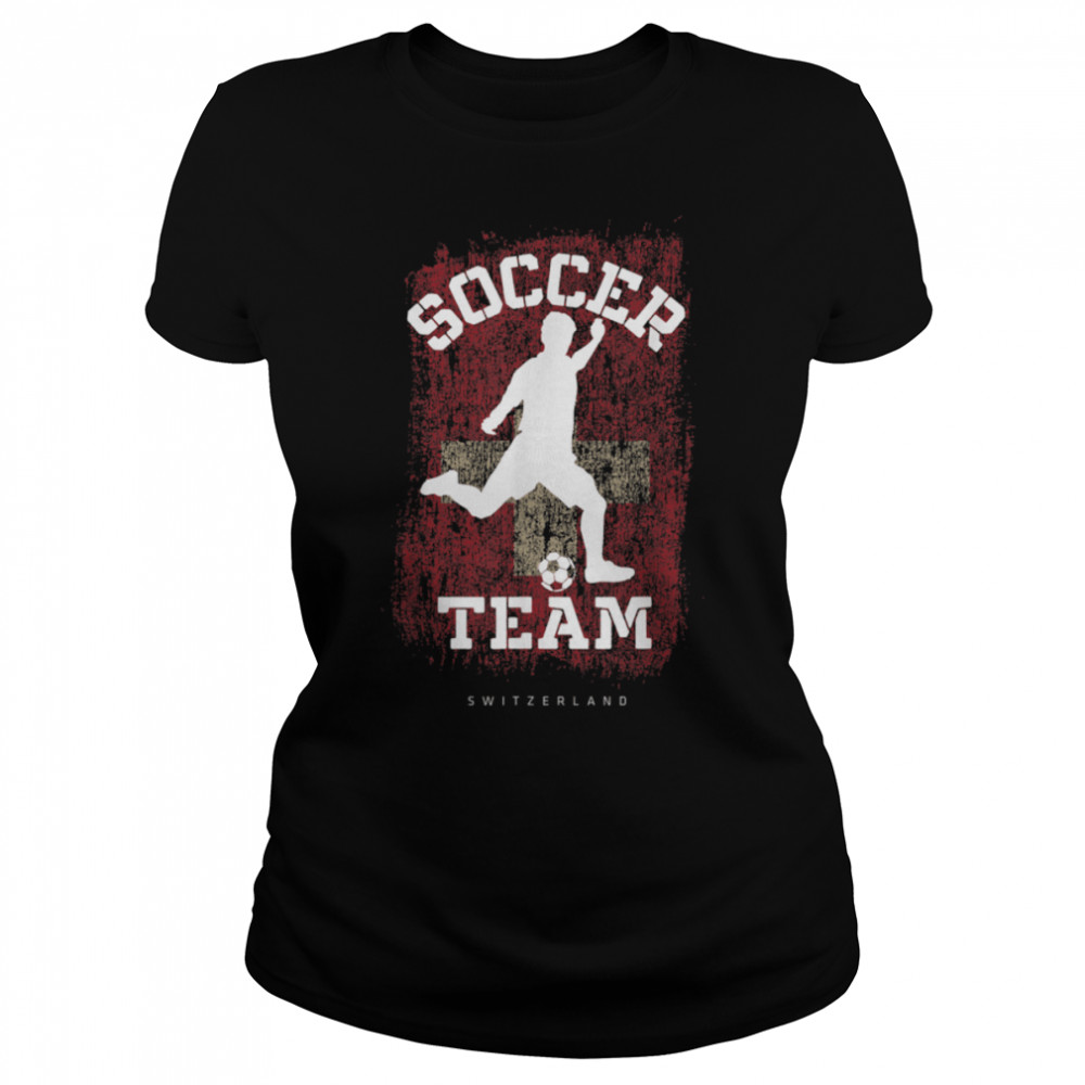 Soccer Switzerland Flag Football Team Soccer Player T- B09JPDZ4CH Classic Women's T-shirt