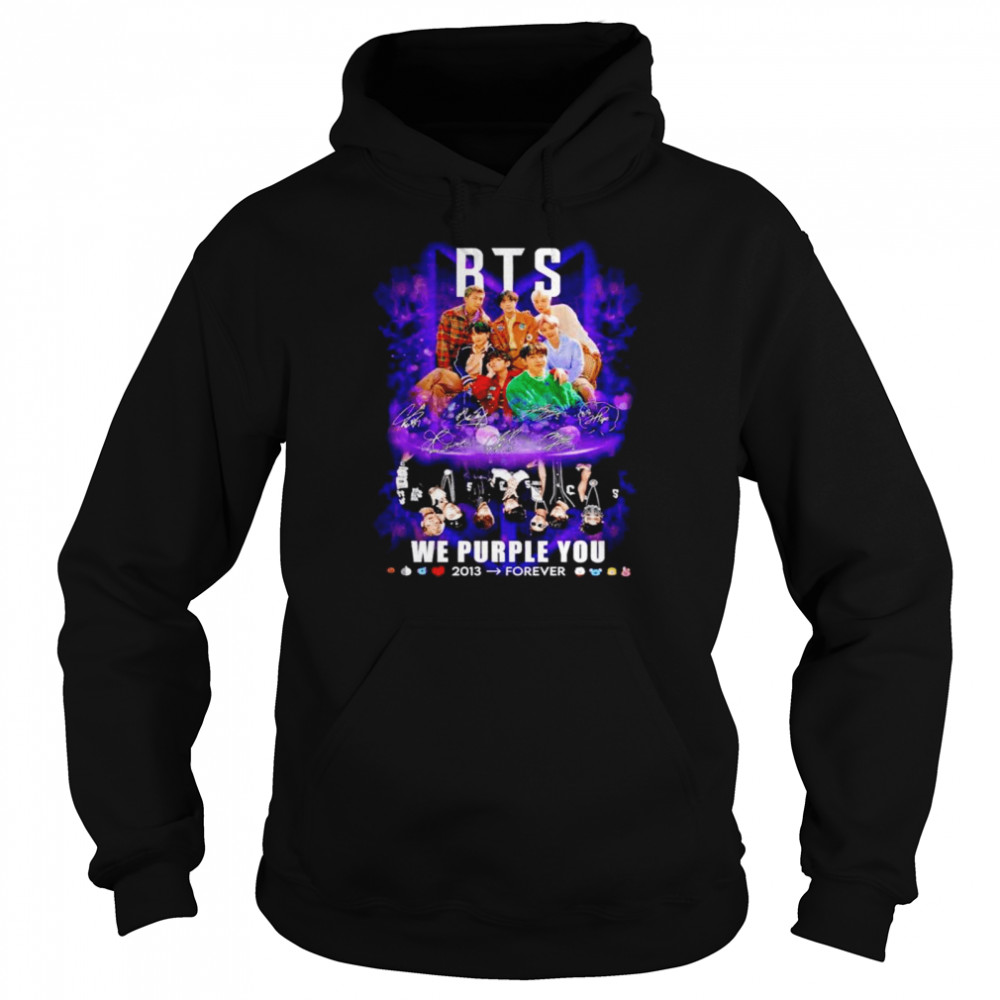 BTS we purple you forever signatures shirt Unisex Hoodie