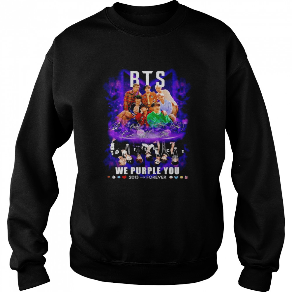 BTS we purple you forever signatures shirt Unisex Sweatshirt