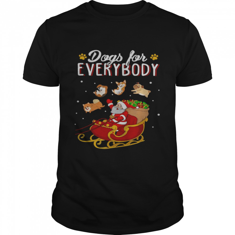 Corgi And Pug For Everybody With Santa Merry Christmas Shirt