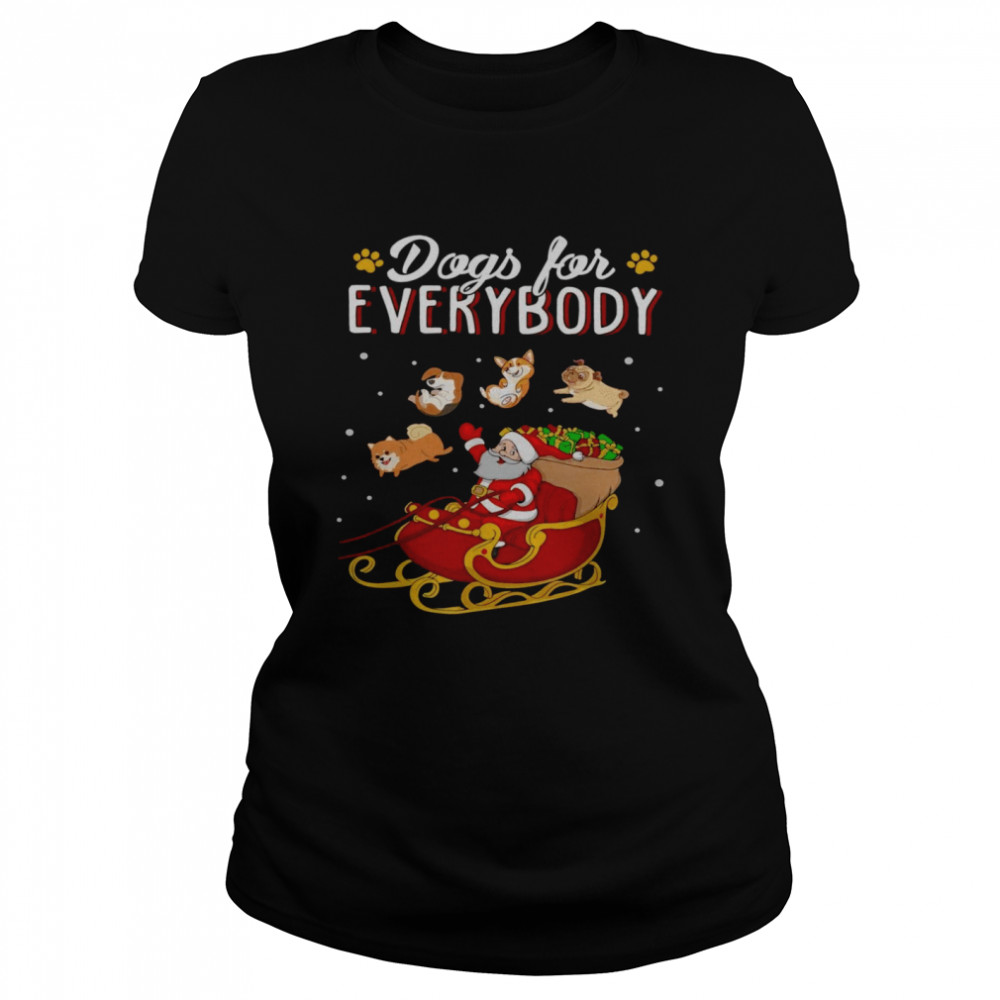 Corgi And Pug For Everybody With Santa Merry Christmas  Classic Women's T-shirt