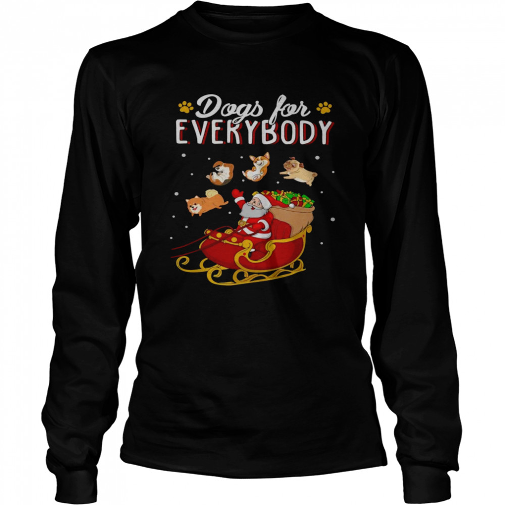 Corgi And Pug For Everybody With Santa Merry Christmas  Long Sleeved T-shirt