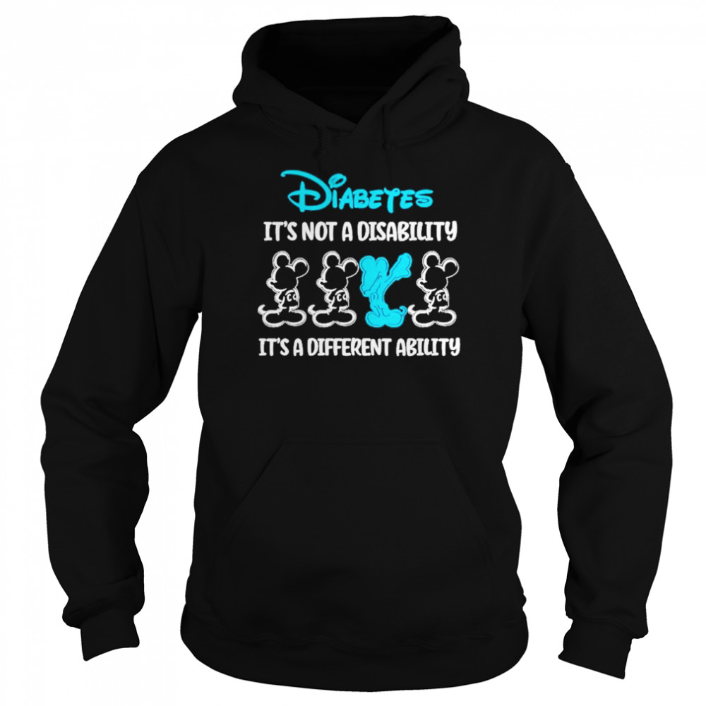 Dabbing Mickey Mouse Diabetes its not a disability its a different ability shirt Unisex Hoodie