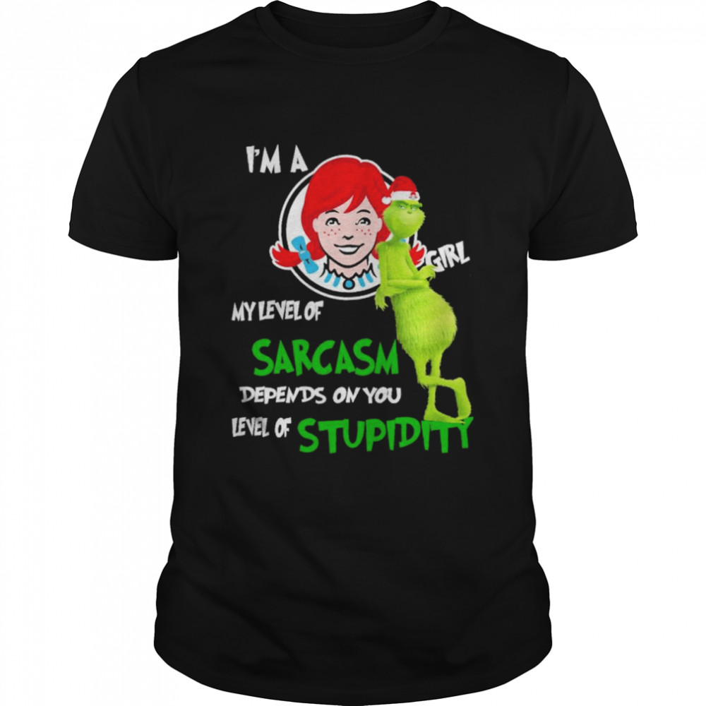 Grinch santa I’m a wendys girl my level of sarcasm depends on you level of stupidity christmas shirt Classic Men's T-shirt