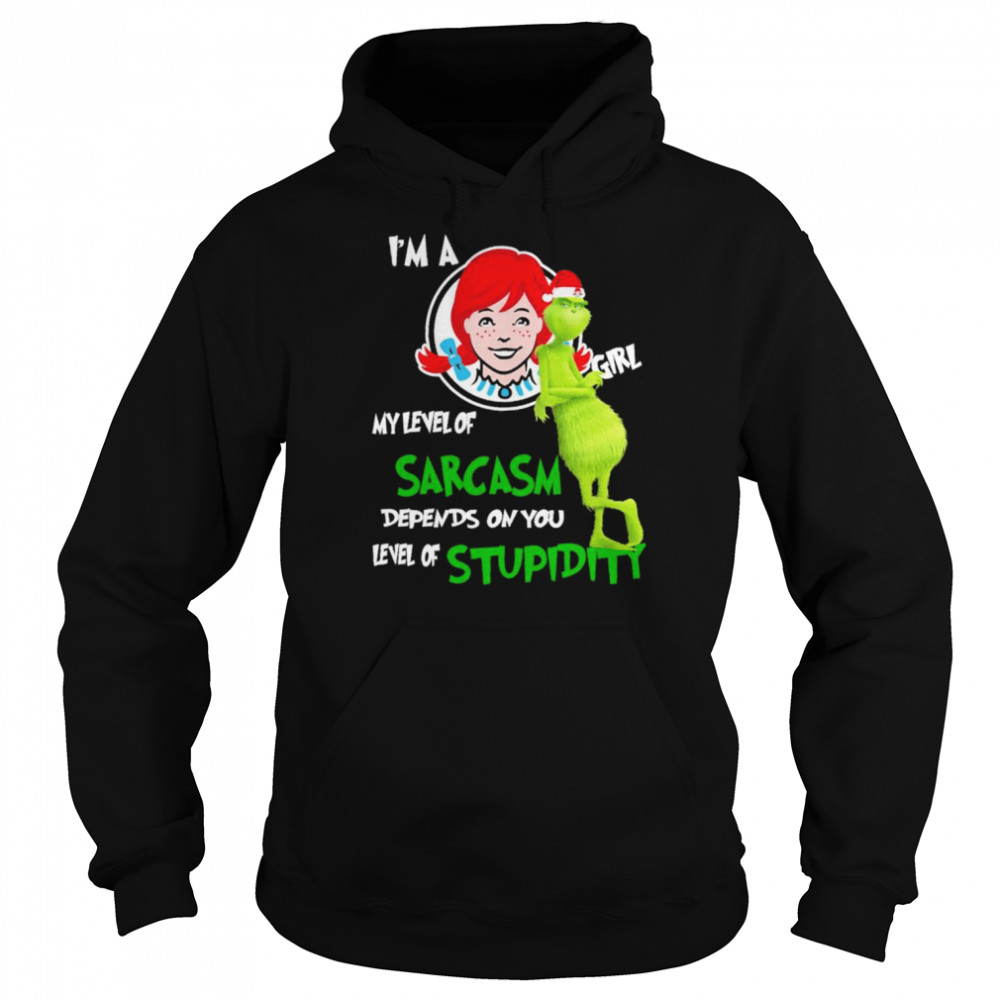 Grinch santa I’m a wendys girl my level of sarcasm depends on you level of stupidity christmas shirt Unisex Hoodie