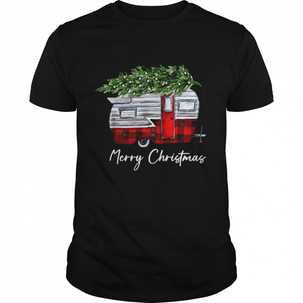 Merry Christmas Camping Caravan Xmas Tree T-shirts