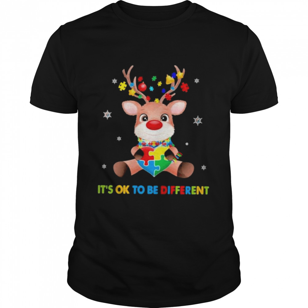 Reindeer Its’s Ok To Be Different Autism Awareness Christmas Shirts