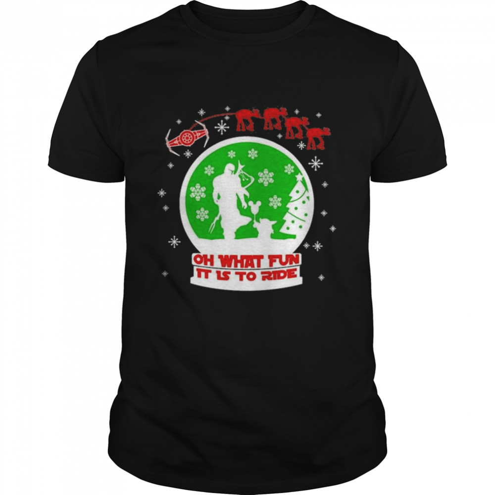 Star Wars The Mandalorian and Baby Yoda oh what fun it is to ride Christmas shirts