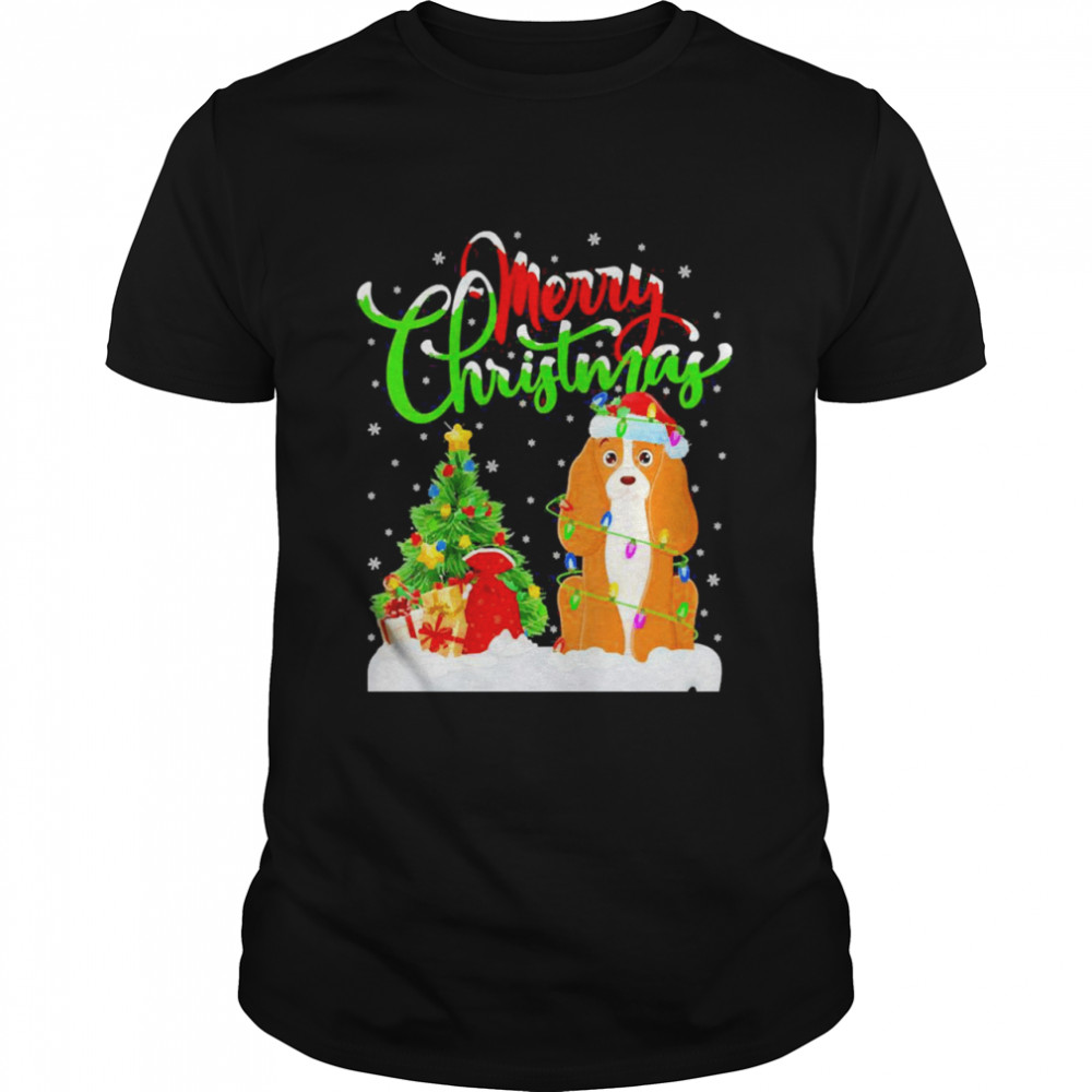 Xmas Lighting Matching Santa Cocker Spaniel Dog Christmas Sweater Shirt