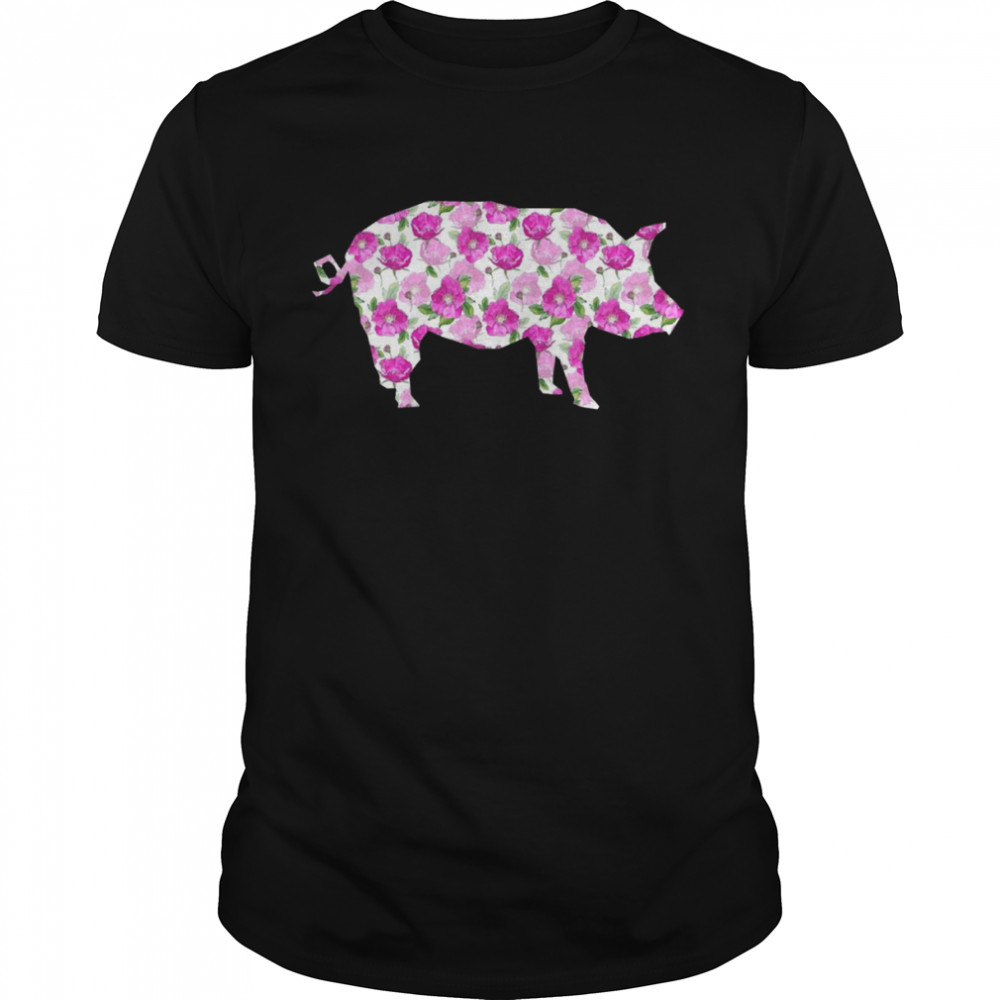 Schwein mit Blumenmuster Shirt