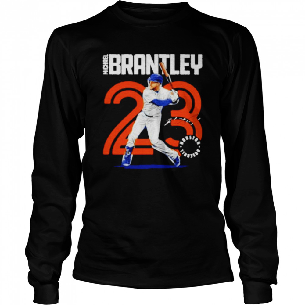Michael Brantley 23 Inline Houston Astros Signature  Long Sleeved T-shirt