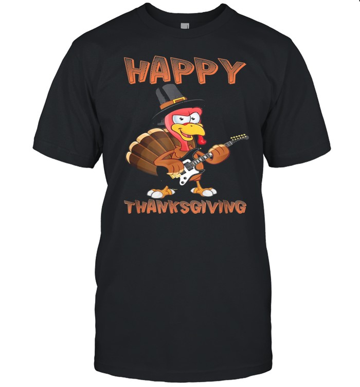 happy thanksgiving turkey guitar musician shirt