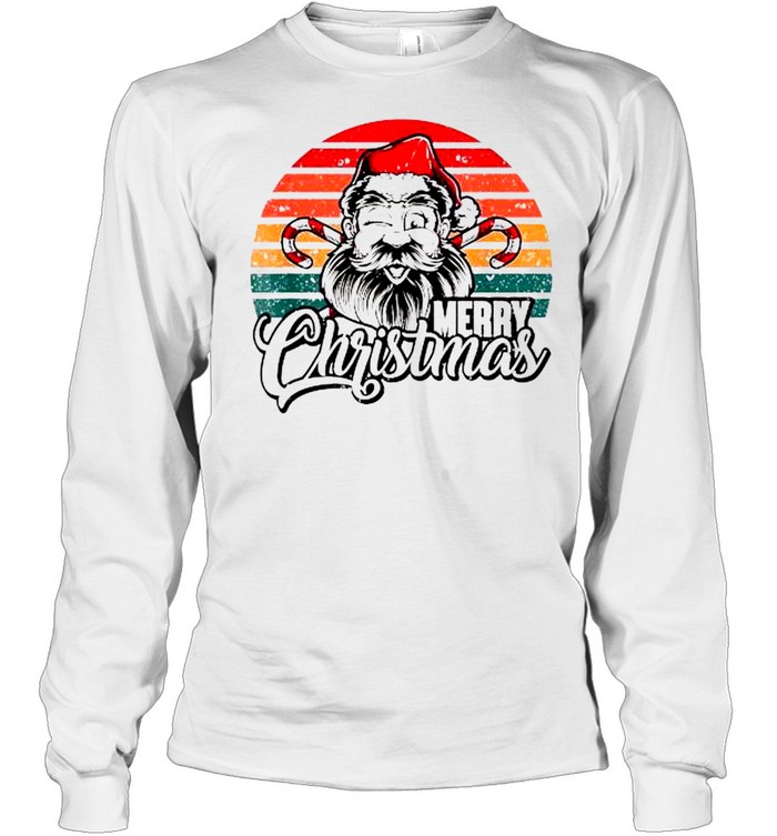 Santa Claus Vintage Merry Christmas Sweatshirt Long Sleeved T-shirt