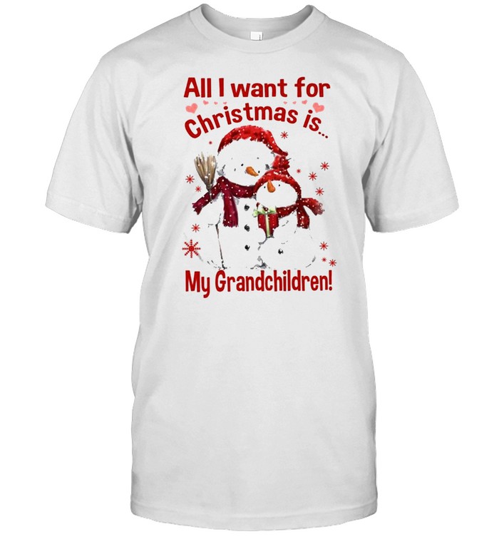 Official Snowman Santa All I want for Christmas is My Grandchildren 2021 Shirts