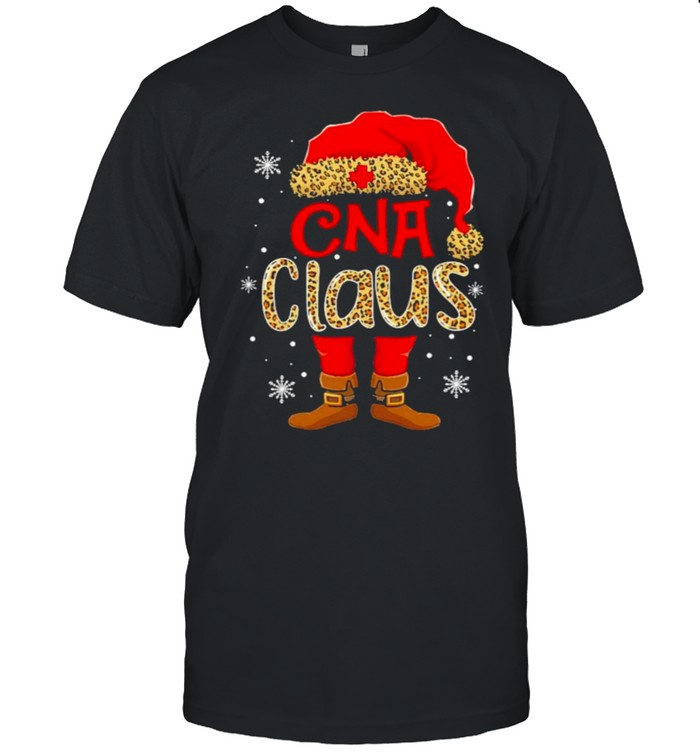 Santa and Elf CNA Claus Leopard Merry Christmas Shirt
