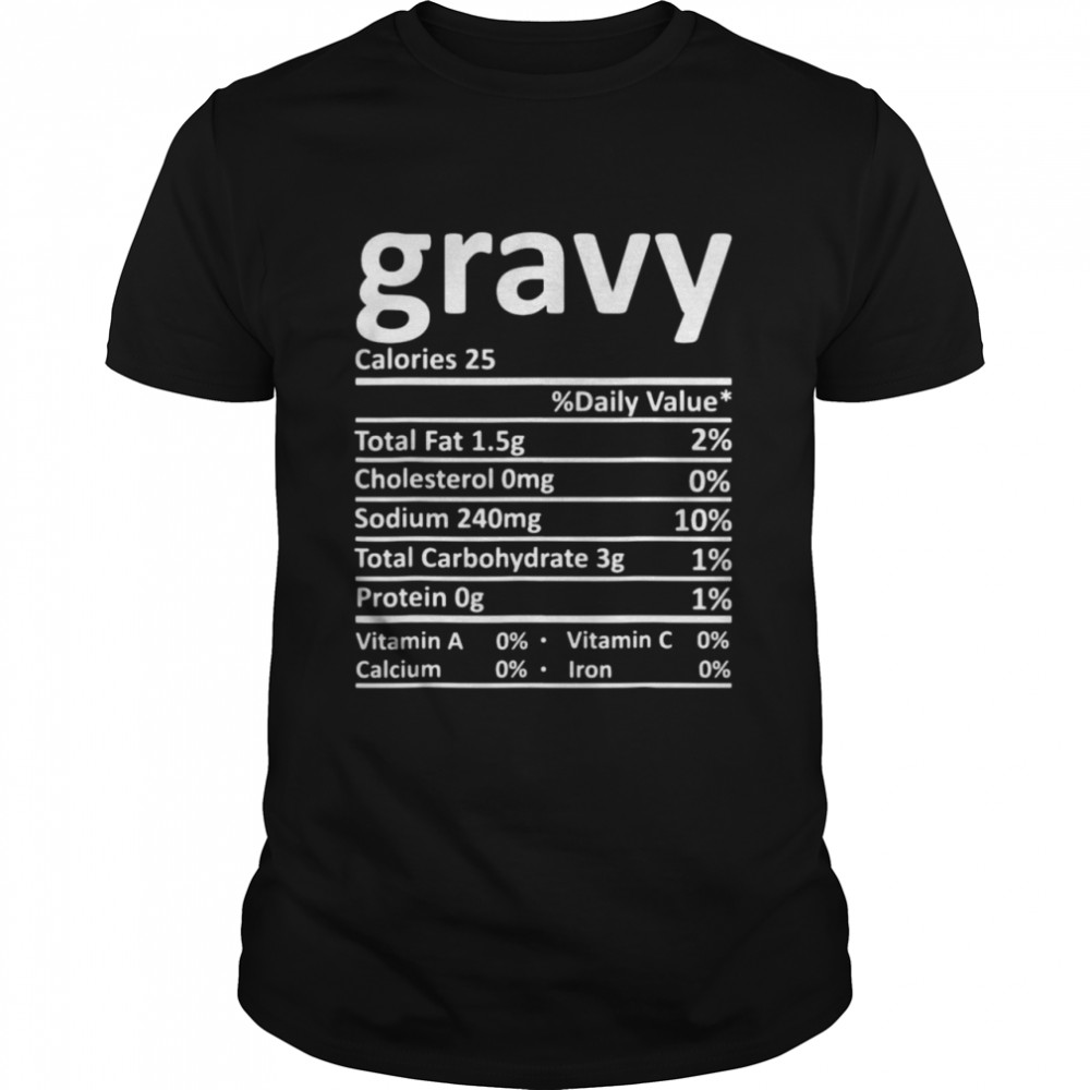 Gravy Nutrition Facts Funny Thanksgiving Christmas Food  Classic Men's T-shirt