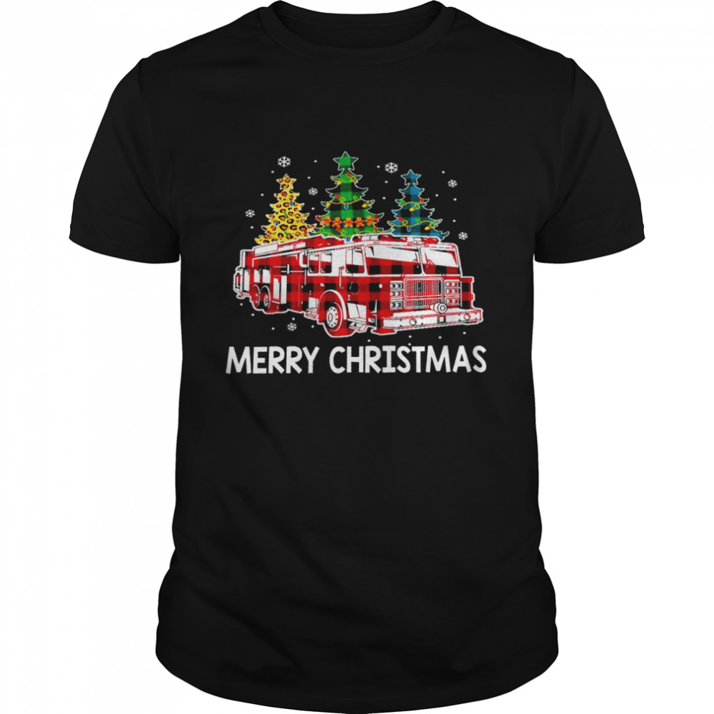 Fire Truck Merry christmas shirt