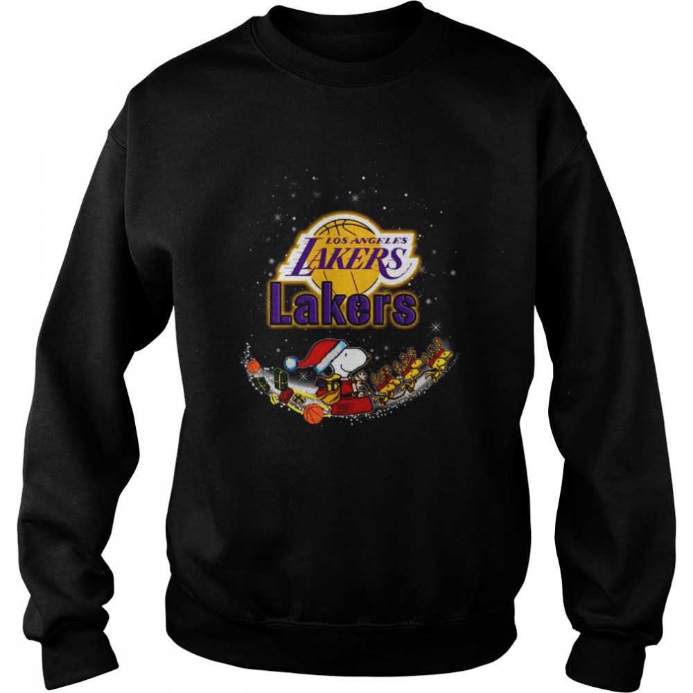 Santa Snoopy and Woodstock Los Angeles Lakers 2021 Christmas tshirt Unisex Sweatshirt