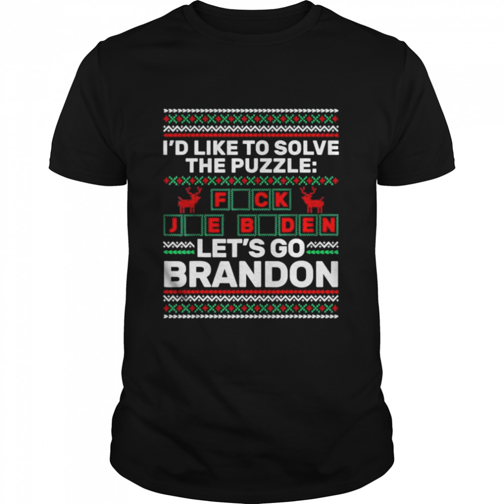 Is’d like to solve the puzzle fuck Joe Biden lets’s go brandon Ugly Christmas shirts