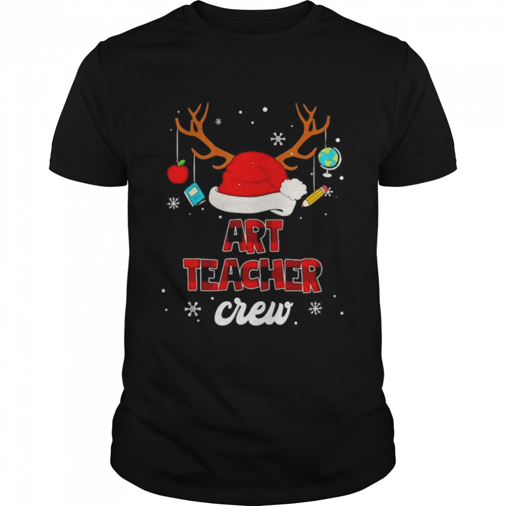 Santa and Reindeer Art Teacher Crew Merry Christmas shirts