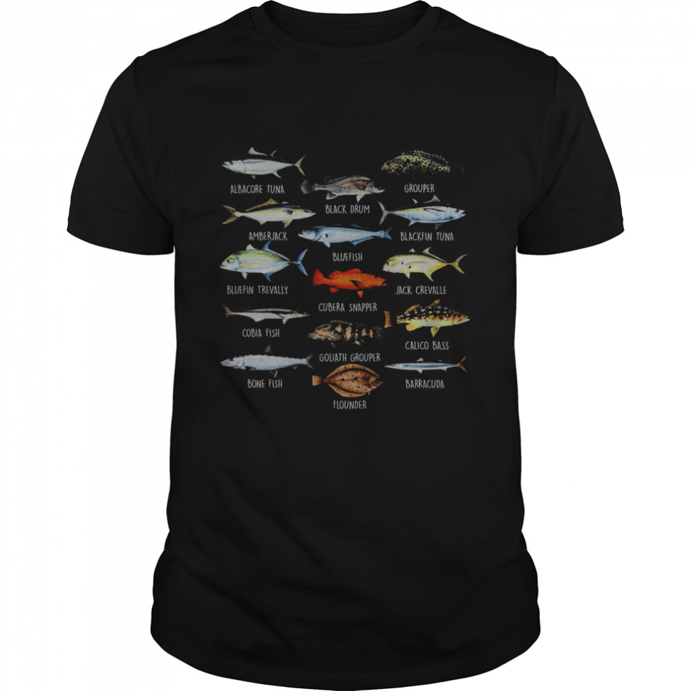 Albacore Tuna Black Drum Grouper Amberjack Bluefish Flounder Shirt
