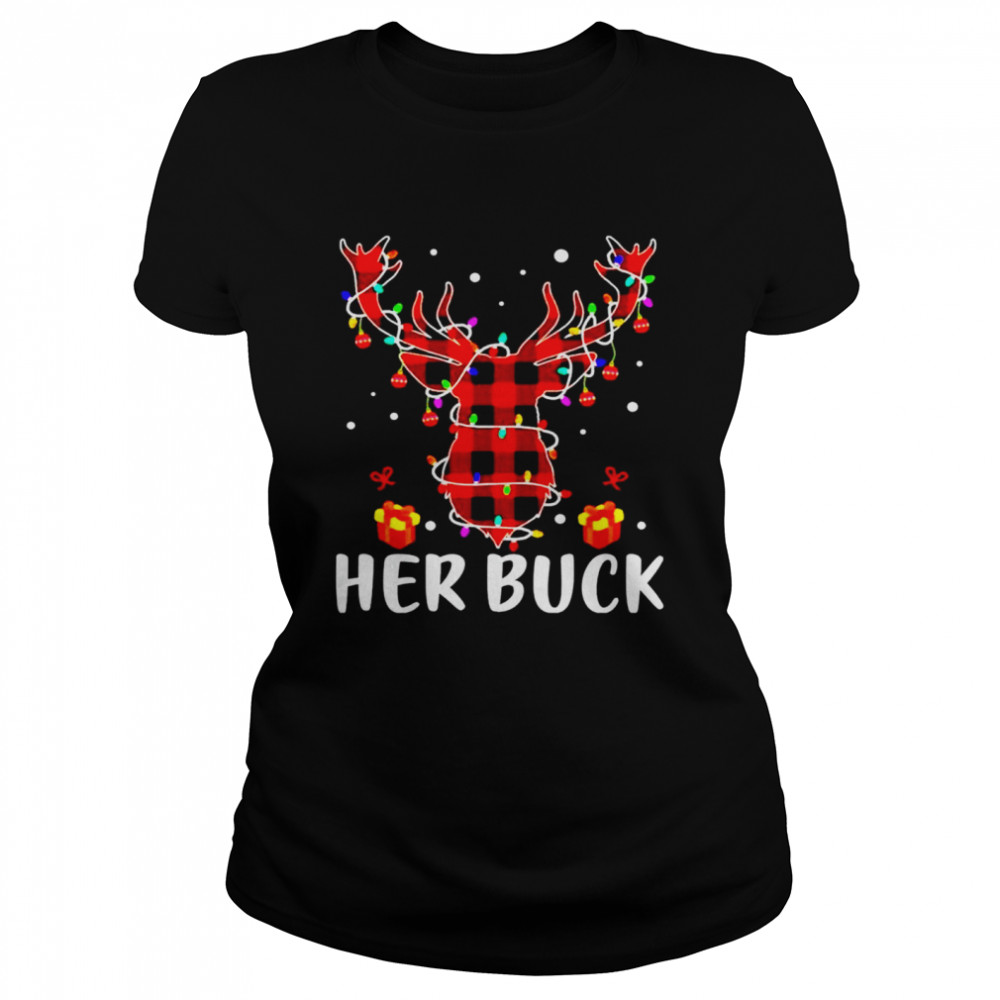 Her Buck Reindeer Red Plaid shirt Classic Women's T-shirt