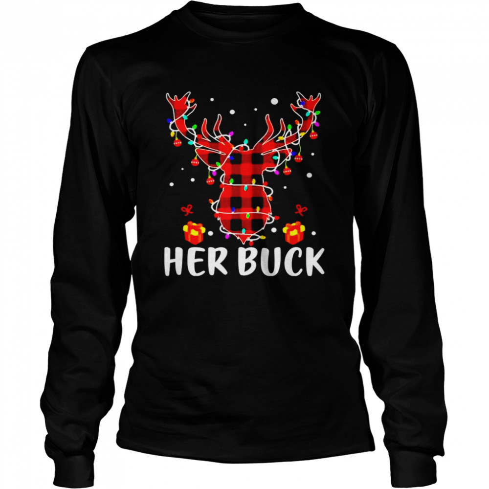 Her Buck Reindeer Red Plaid shirt Long Sleeved T-shirt
