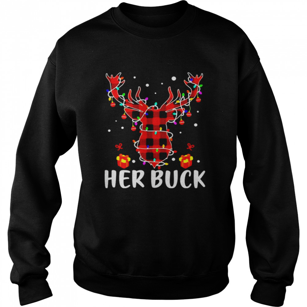 Her Buck Reindeer Red Plaid shirt Unisex Sweatshirt