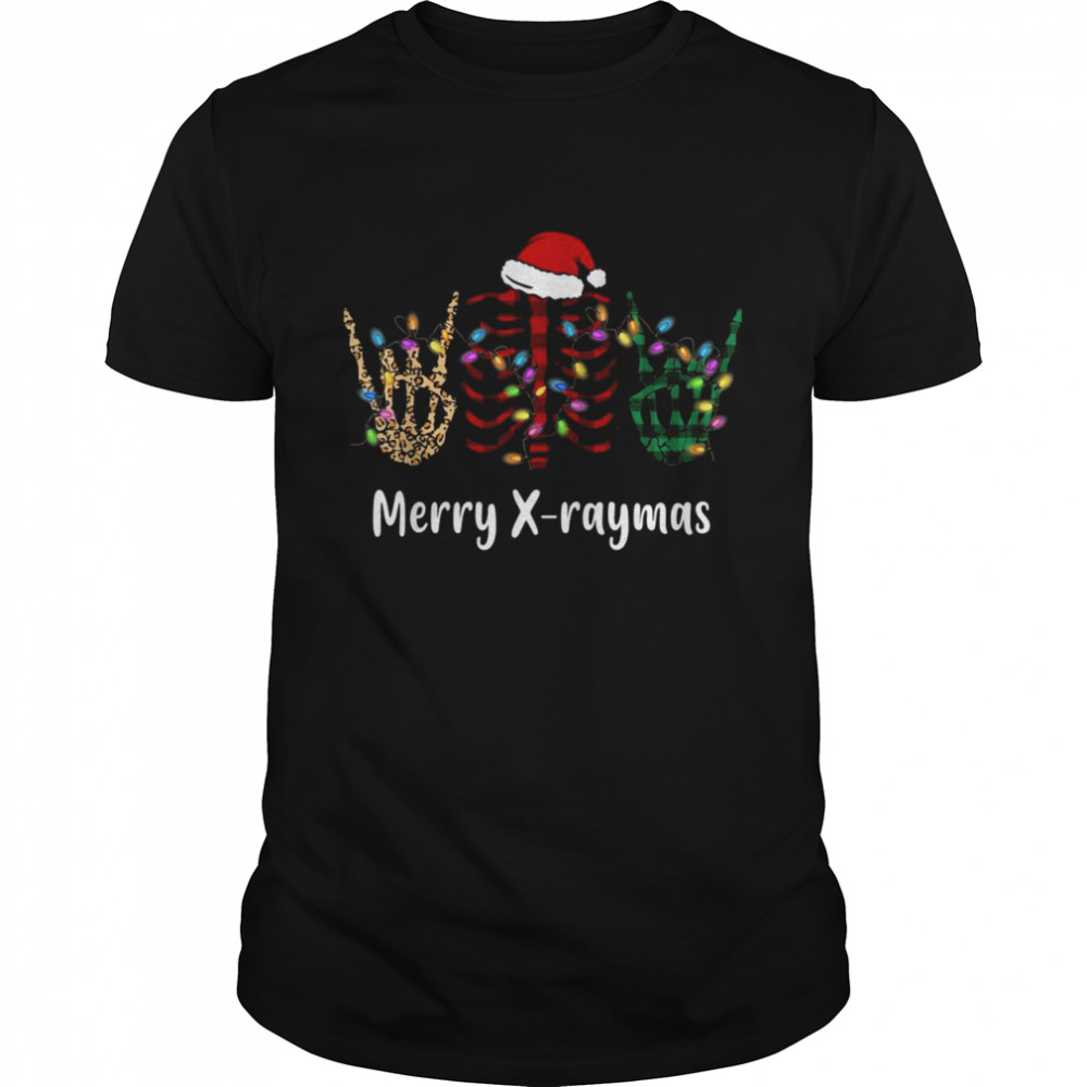 Merry XRaymas Xmas Light Santa Skeleton Rib Cage Radiology Shirts