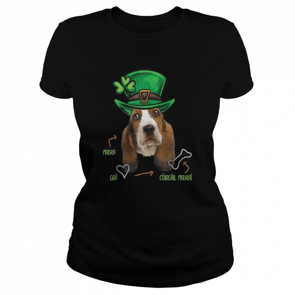 St Patricks Day Basset Hound Dog, Gaelic Irish Classic Women's T-shirt